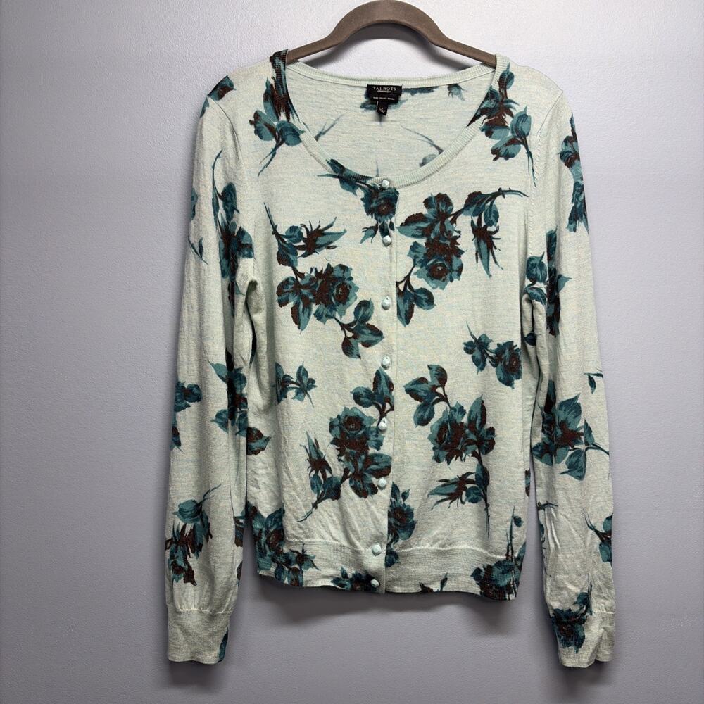 Talbots - Pure Italian Merino Wool Floral Cardigan Sweater - Women’s Sz Large
